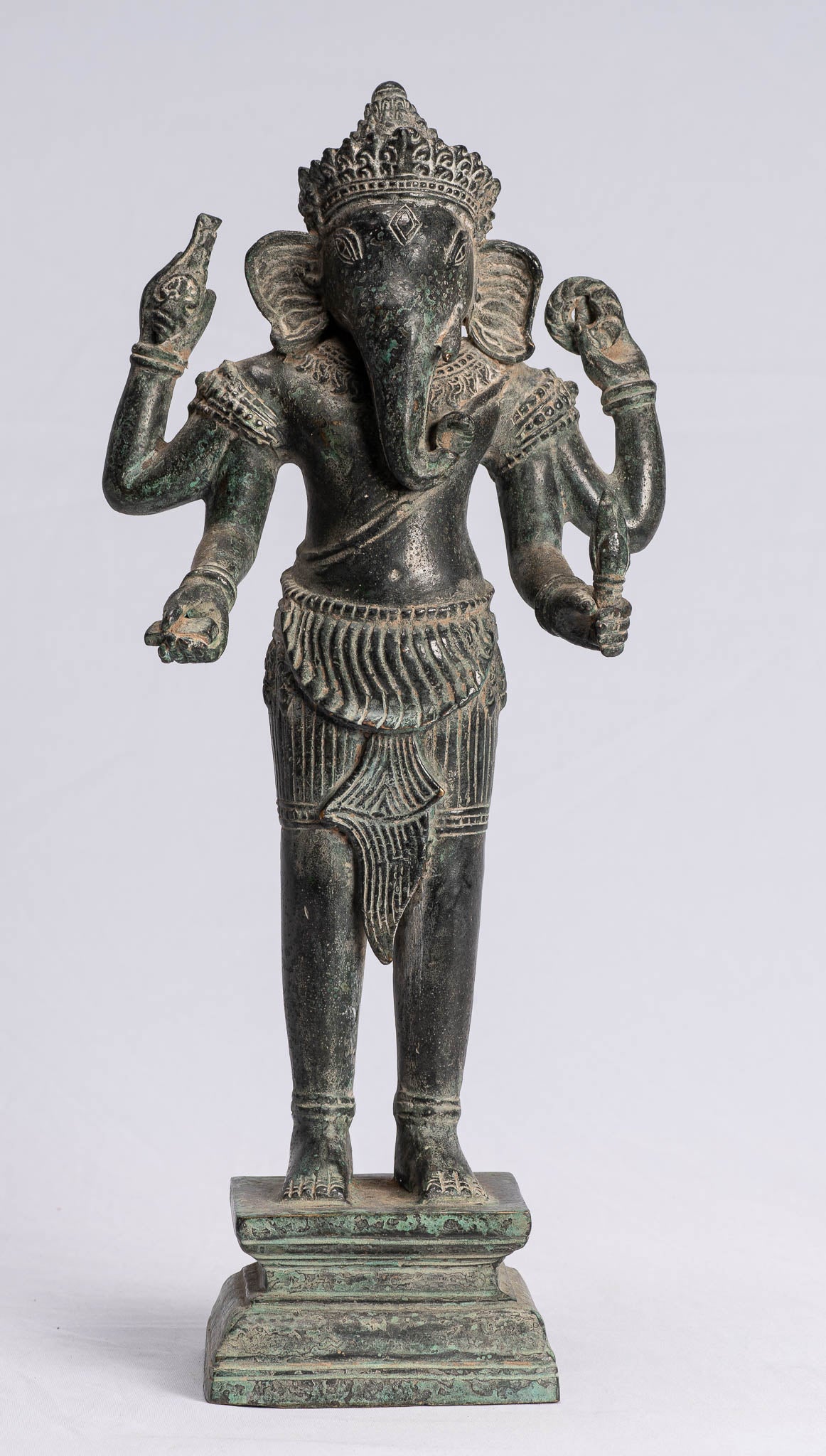 Statue Ganesha - Statua Ganesh in stile antico Khmer in piedi in piedi - 40 cm/16 "