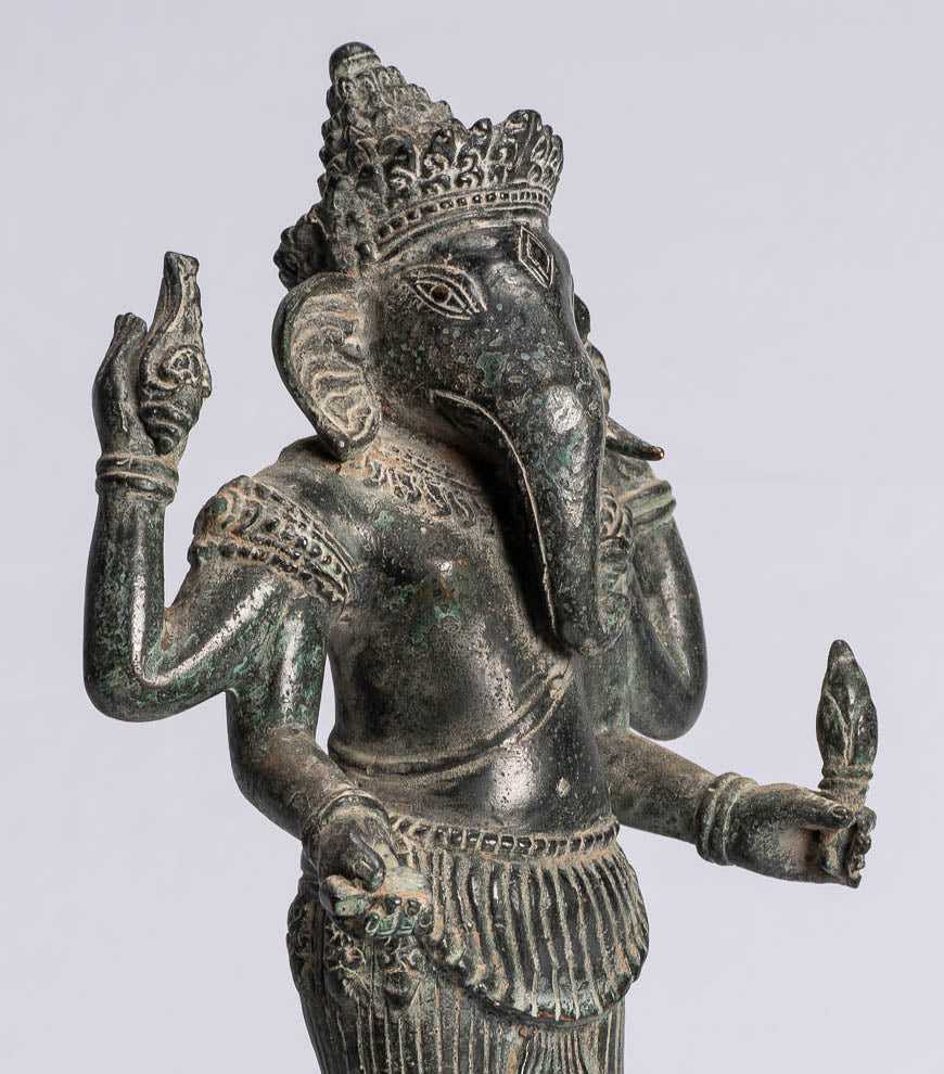 Statue Ganesha - Statua Ganesh in stile antico Khmer in piedi in piedi - 40 cm/16 "