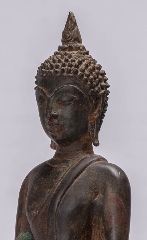Statue de Bouddha – Statue antique de Bouddha assis de style Ayutthaya – 29 cm.