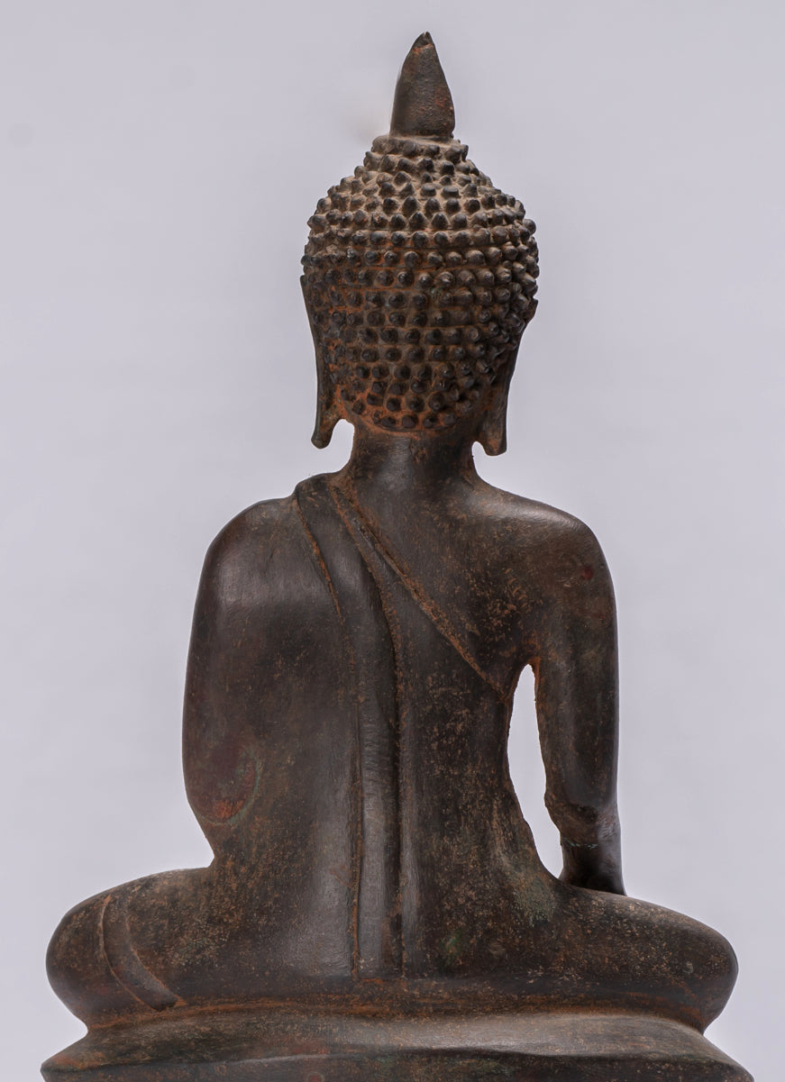 Statue de Bouddha – Statue antique de Bouddha assis de style Ayutthaya – 29 cm.