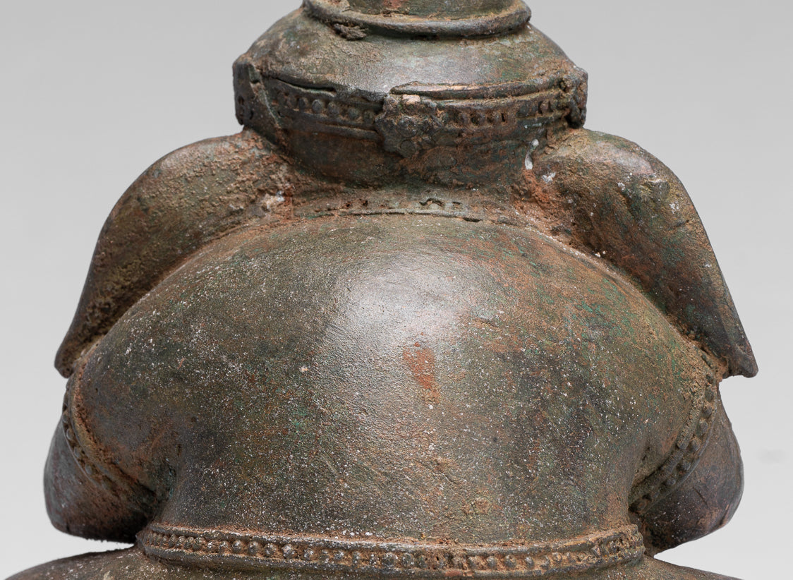 Statue Ganesha - Bronzo in stile tailandese antico seduto "Vedi no malvagio" statua Ganesha- 24 cm/10 "