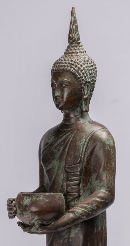 Buddha Statue - Antique Thai Style Bronze Charity & Compassion Gautama Buddha Statue - 63cm/25"