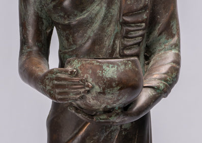 Buddha Statue - Antique Thai Style Bronze Charity & Compassion Gautama Buddha Statue - 63cm/25"