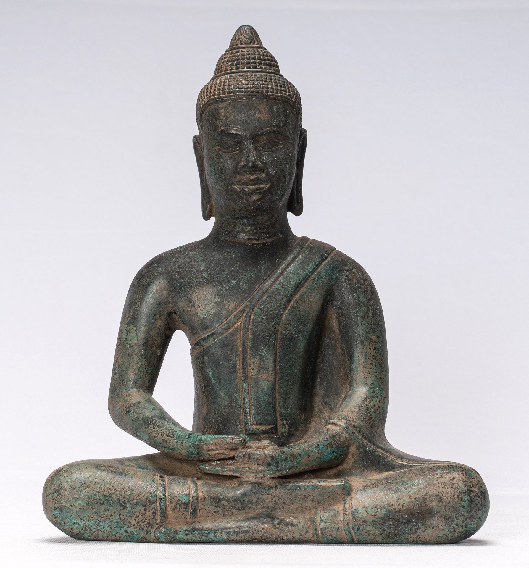Statue di Buddha - Antique Khmer Style Meditazione seduta Buddha Statua - 28 cm/11 "
