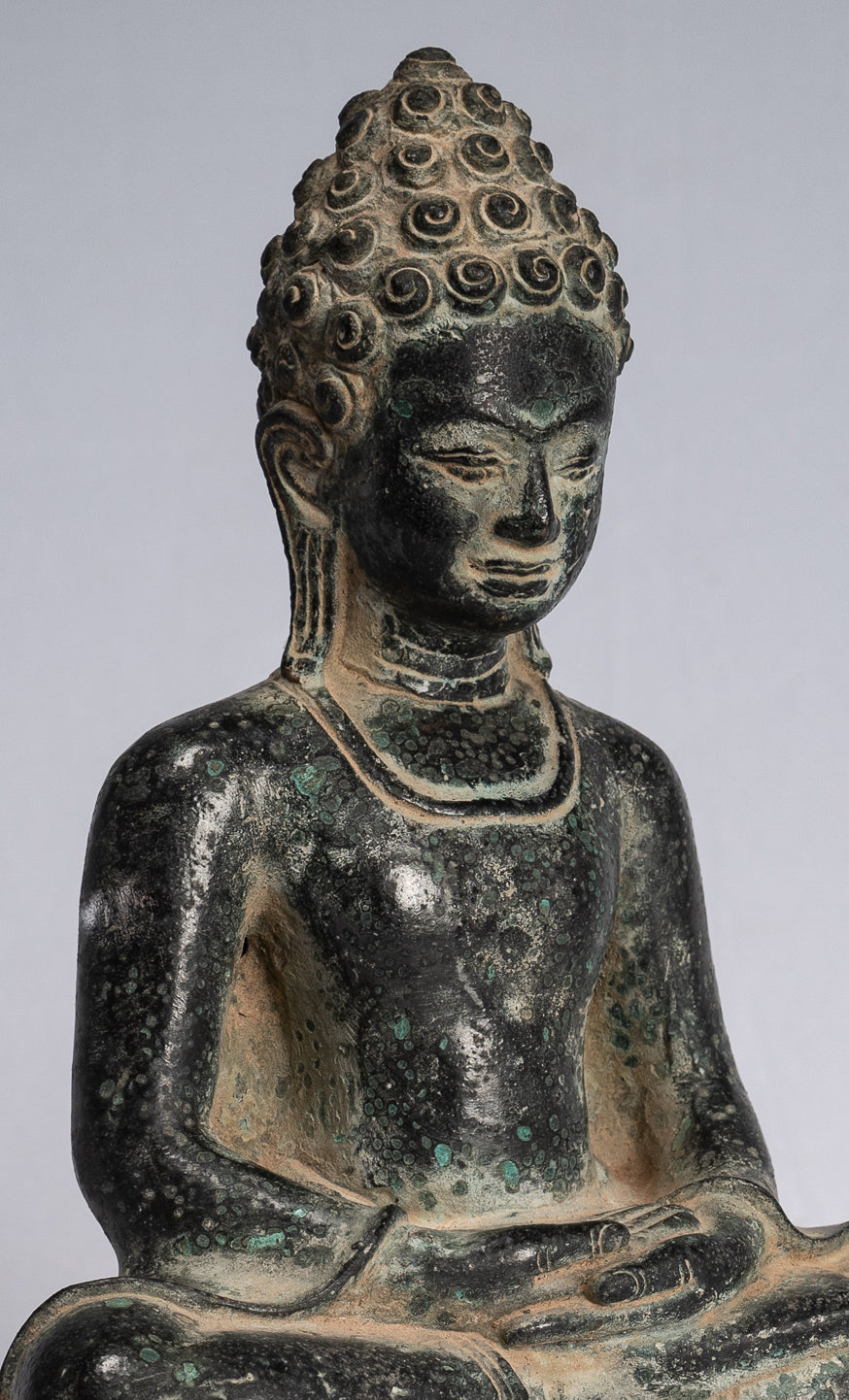 Statue di Buddha - Antique Khmer Style Seduto in bronzo da Phnom Da Meditation Statue Buddha - 20 cm/8 "