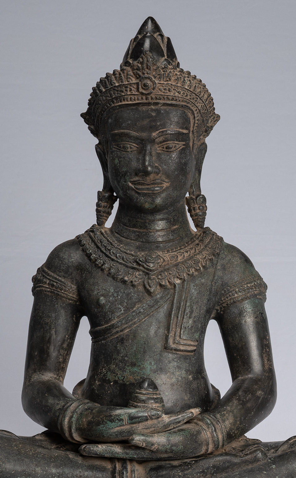 Estatua de Buda - Estatua de Buda de Meditación Amitabha de Bronce Antique Khmer - 55cm/22 "