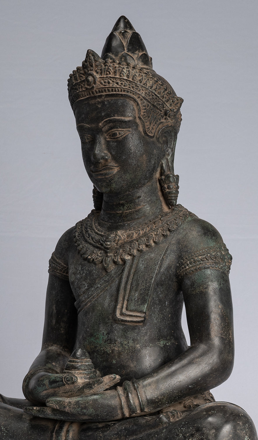 Estatua de Buda - Estatua de Buda de Meditación Amitabha de Bronce Antique Khmer - 55cm/22 "