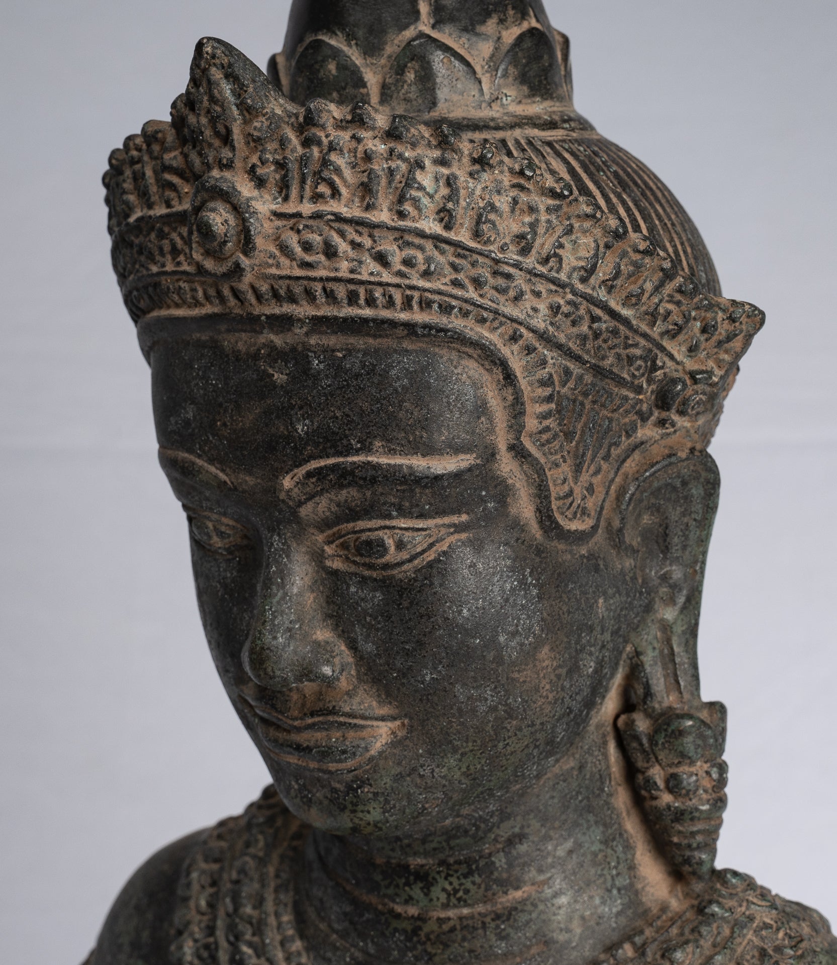 Estatua de Buda - Estatua de Buda de Meditación Amitabha de Bronce Antique Khmer - 55cm/22 "