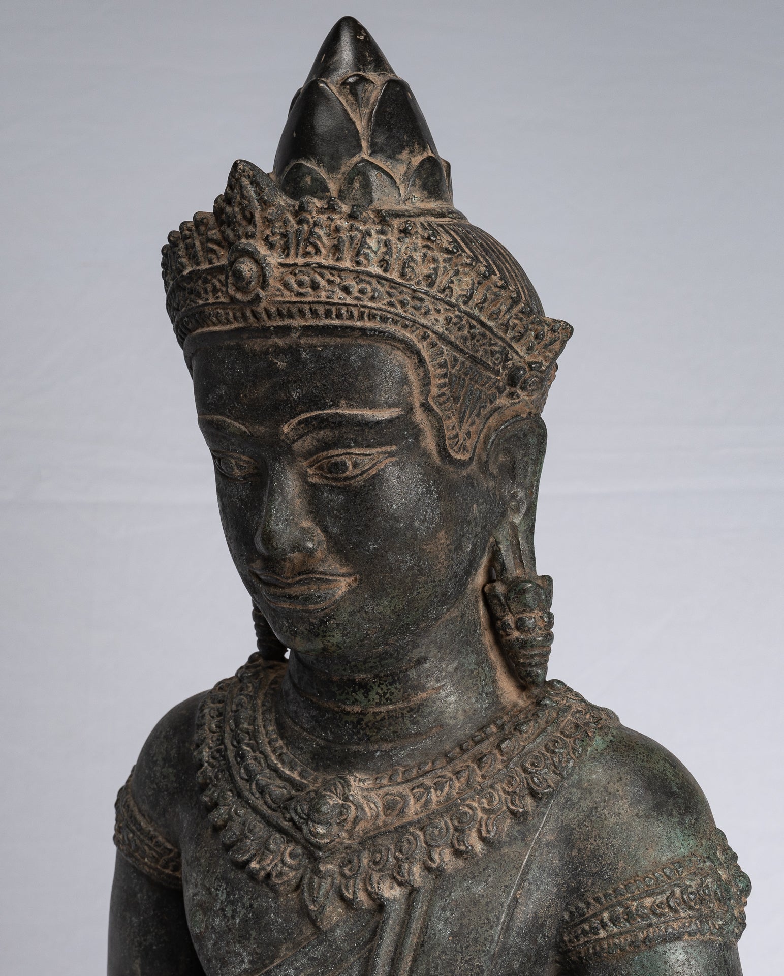 Estatua de Buda - Estatua de Buda de Meditación Amitabha de Bronce Antique Khmer - 55cm/22 "