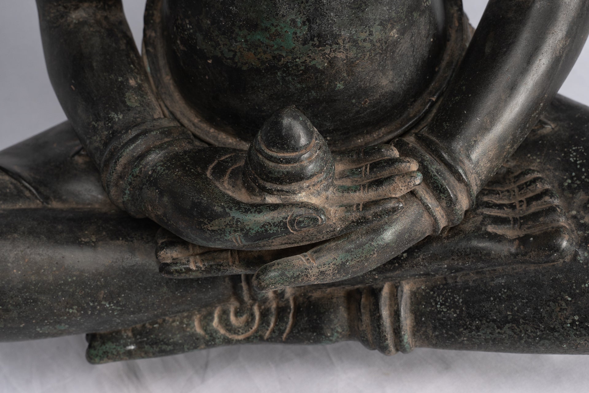 Estatua de Buda - Estatua de Buda de Meditación Amitabha de Bronce Antique Khmer - 55cm/22 "
