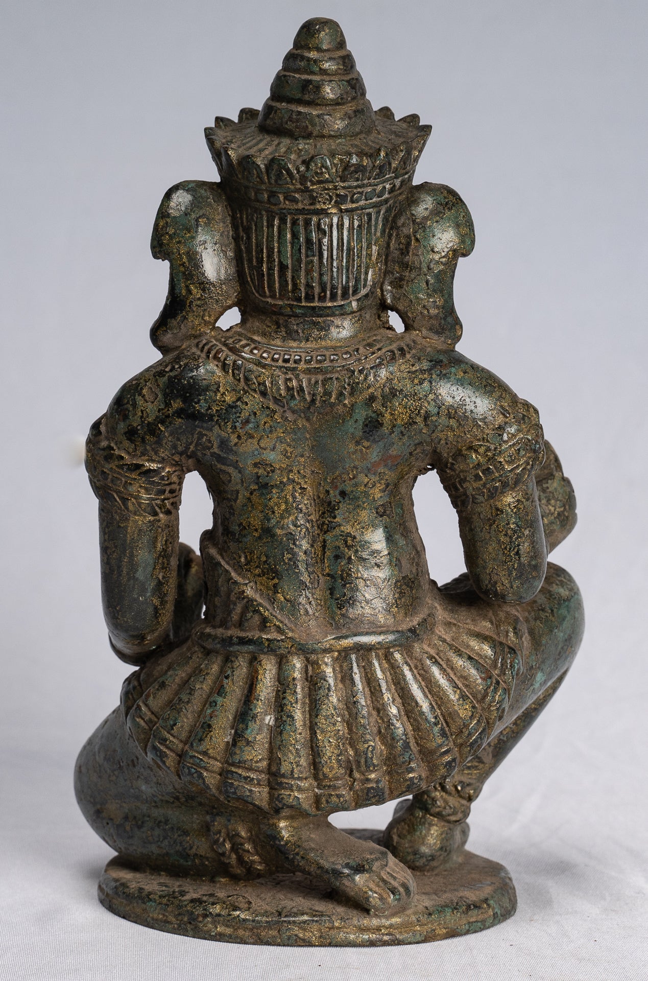 Statue Ganesha - Antique Thai Thai Bronzo Inginocchiatura statua Ganesh - 18 cm/7 "