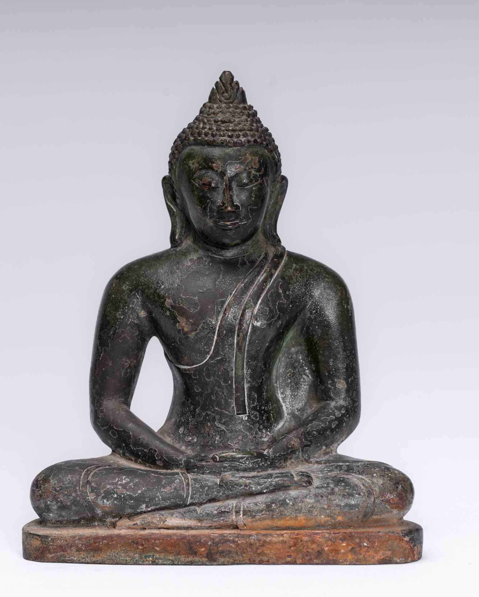 Estatua de Buda - Estatua de Buda de Buda de Meditación de Bronce Estilo de Sri Lanka de Sri Lanka - 18 cm/7 "