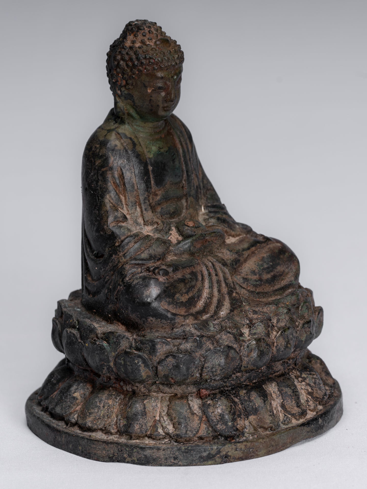 Statua Buddha - Meditazione di bronzo in bronzo cinese Antique Statue Buddha - 13 cm/5 "