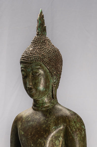 Antique Thai Style Ayutthaya Standing Bronze Charity Buddha Statue - 98cm/39"