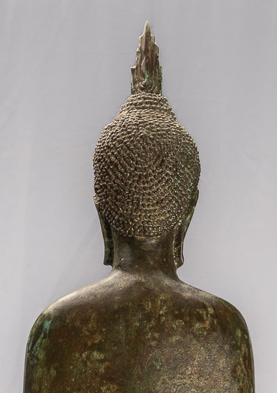 Antique Thai Style Ayutthaya Standing Bronze Charity Buddha Statue - 98cm/39"