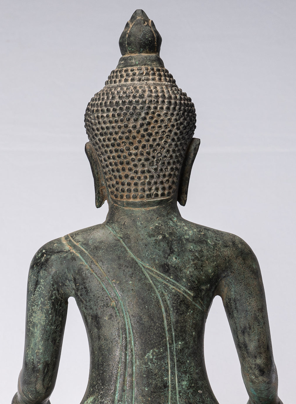 Buddha-Statue – Doppelte Erleuchtungs-Buddha-Statue aus Bronze im antiken Khmer-Stil – 39 cm.