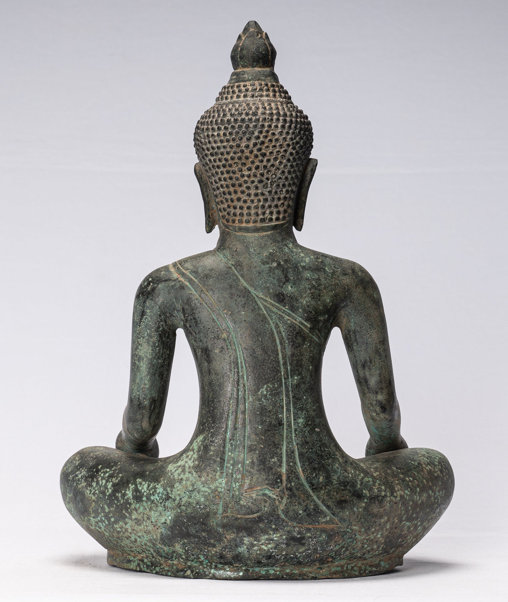 Buddha-Statue – Doppelte Erleuchtungs-Buddha-Statue aus Bronze im antiken Khmer-Stil – 39 cm.