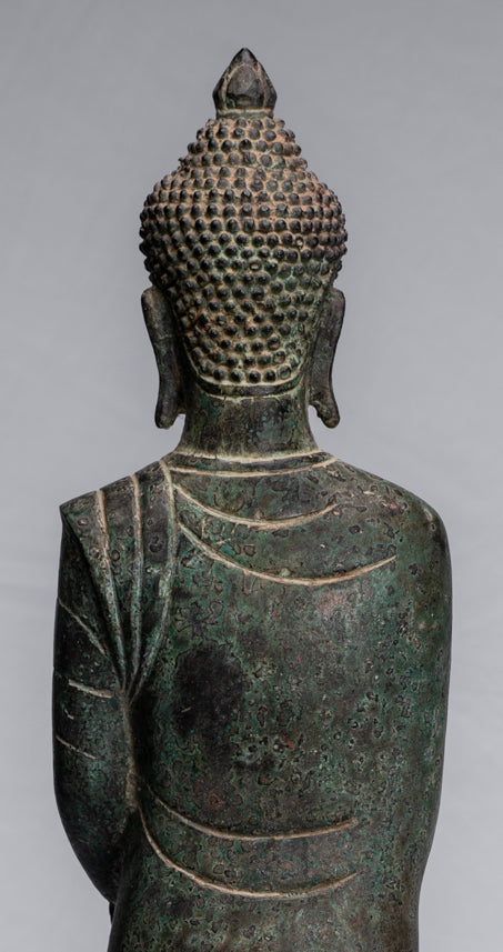 Buddha-Statue – Antik-Bronze im Khmer-Stil, Nächstenliebe und Mitgefühl, Gautama-Buddha-Statue – 62 cm/25 Zoll
