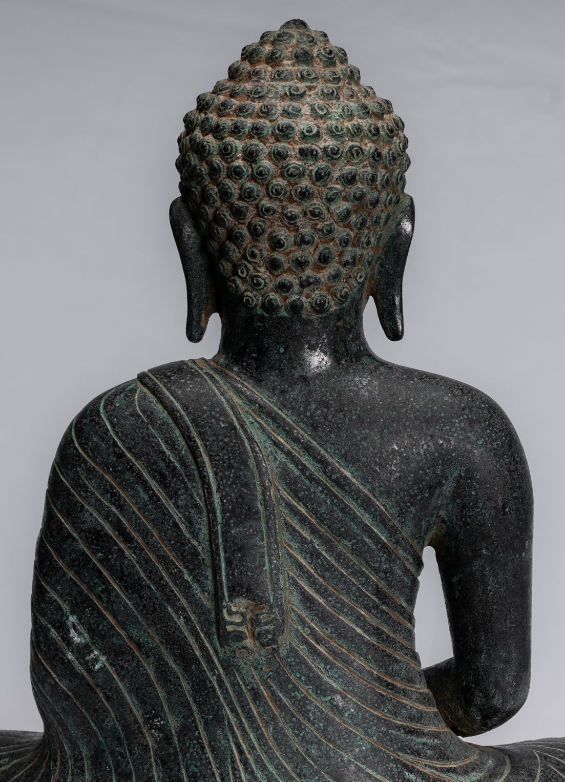 Statua di Buddha - Antique Thai Thai Seduto in bronzo Dvaravati Meditazione Buddha Statua - 34 cm/14 "