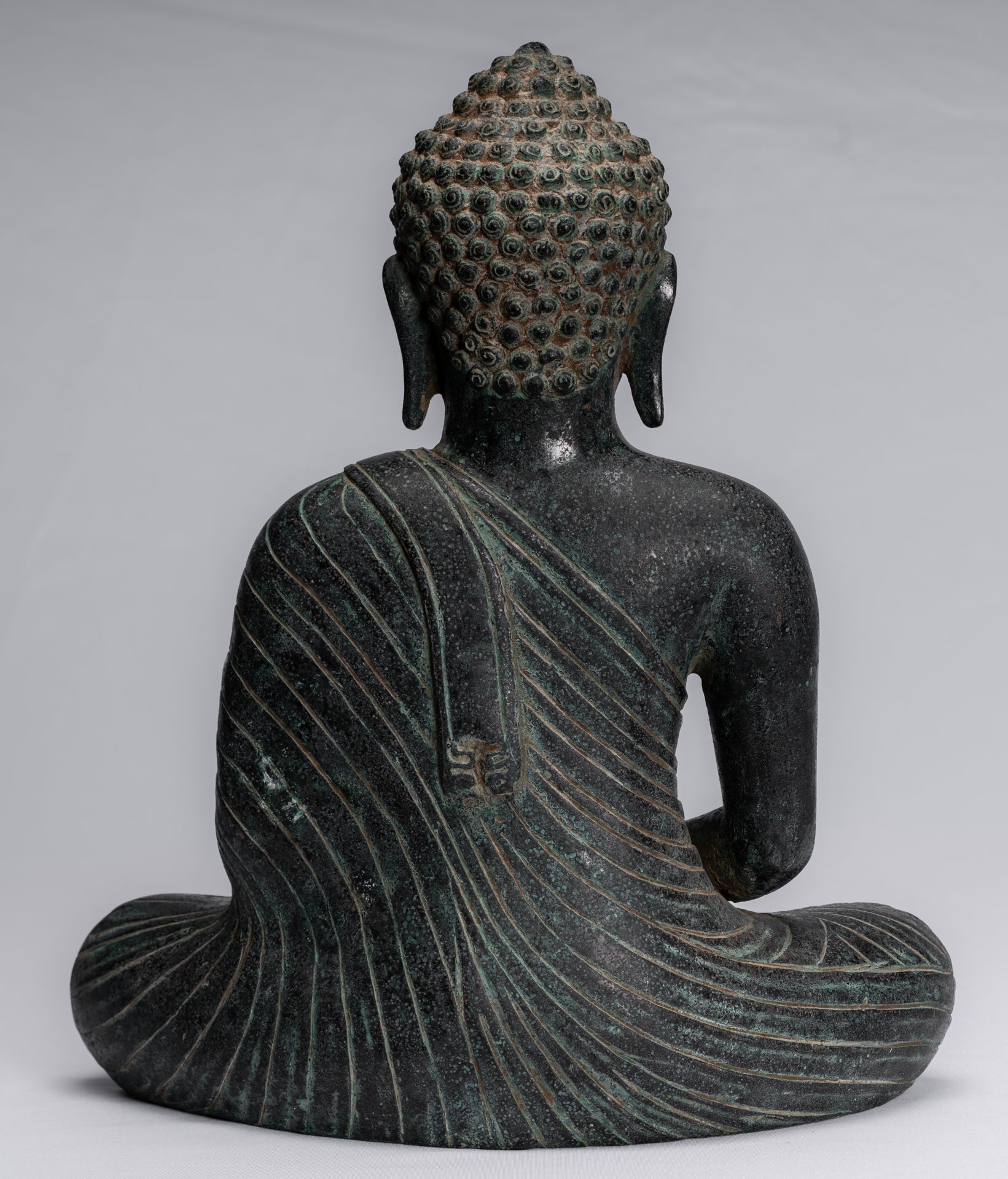 Statua di Buddha - Antique Thai Thai Seduto in bronzo Dvaravati Meditazione Buddha Statua - 34 cm/14 "