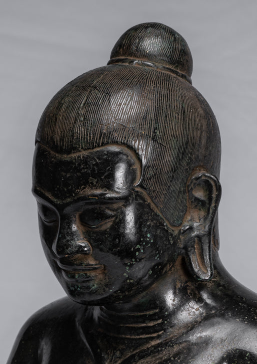 Meditazione di bronzo seduta in stile khmer antico jayavarman vii statua - 42cm/17 "