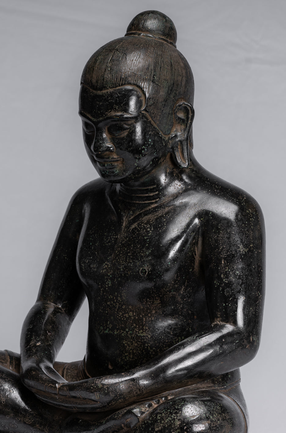 Meditazione di bronzo seduta in stile khmer antico jayavarman vii statua - 42cm/17 "