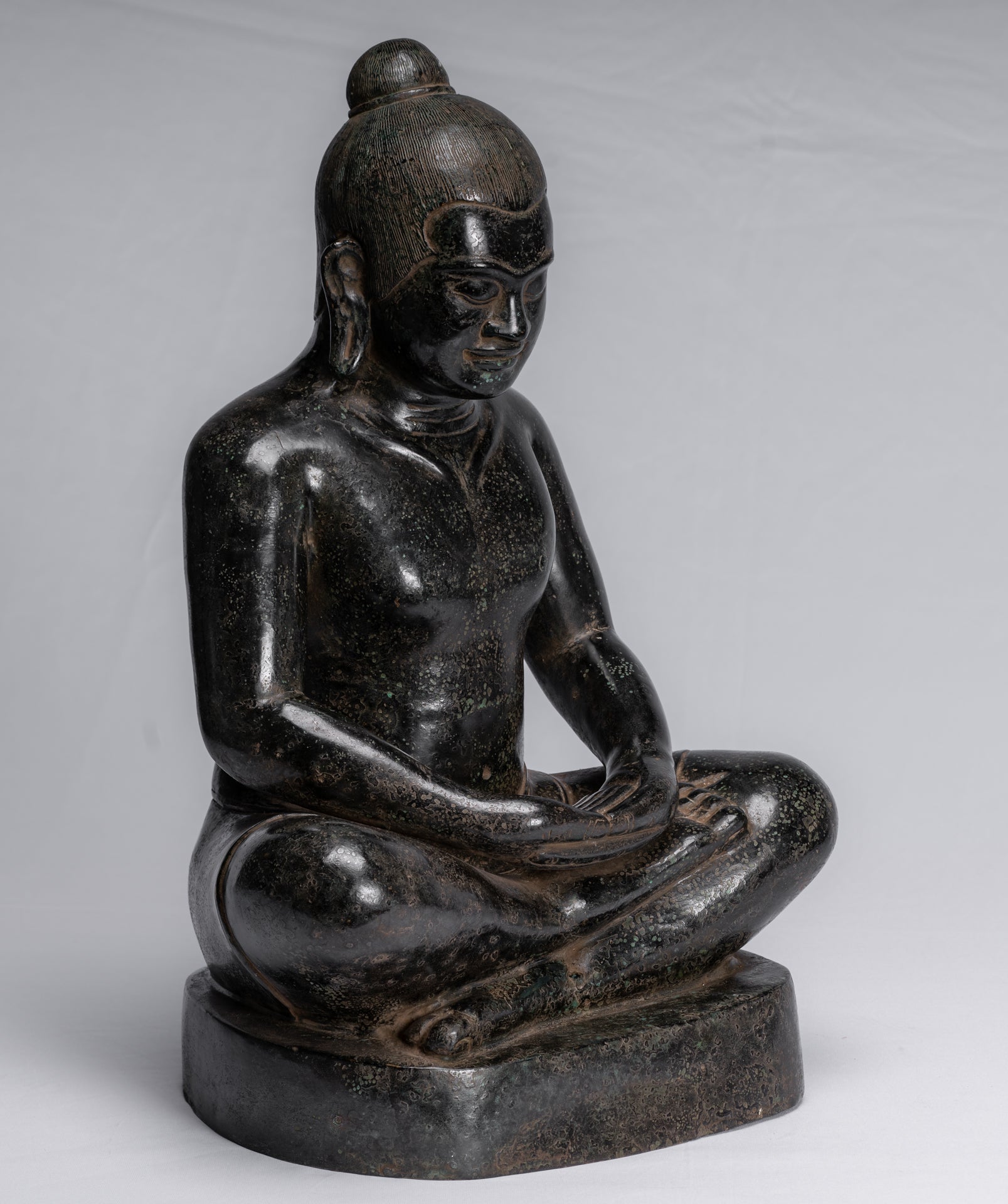 Meditazione di bronzo seduta in stile khmer antico jayavarman vii statua - 42cm/17 "