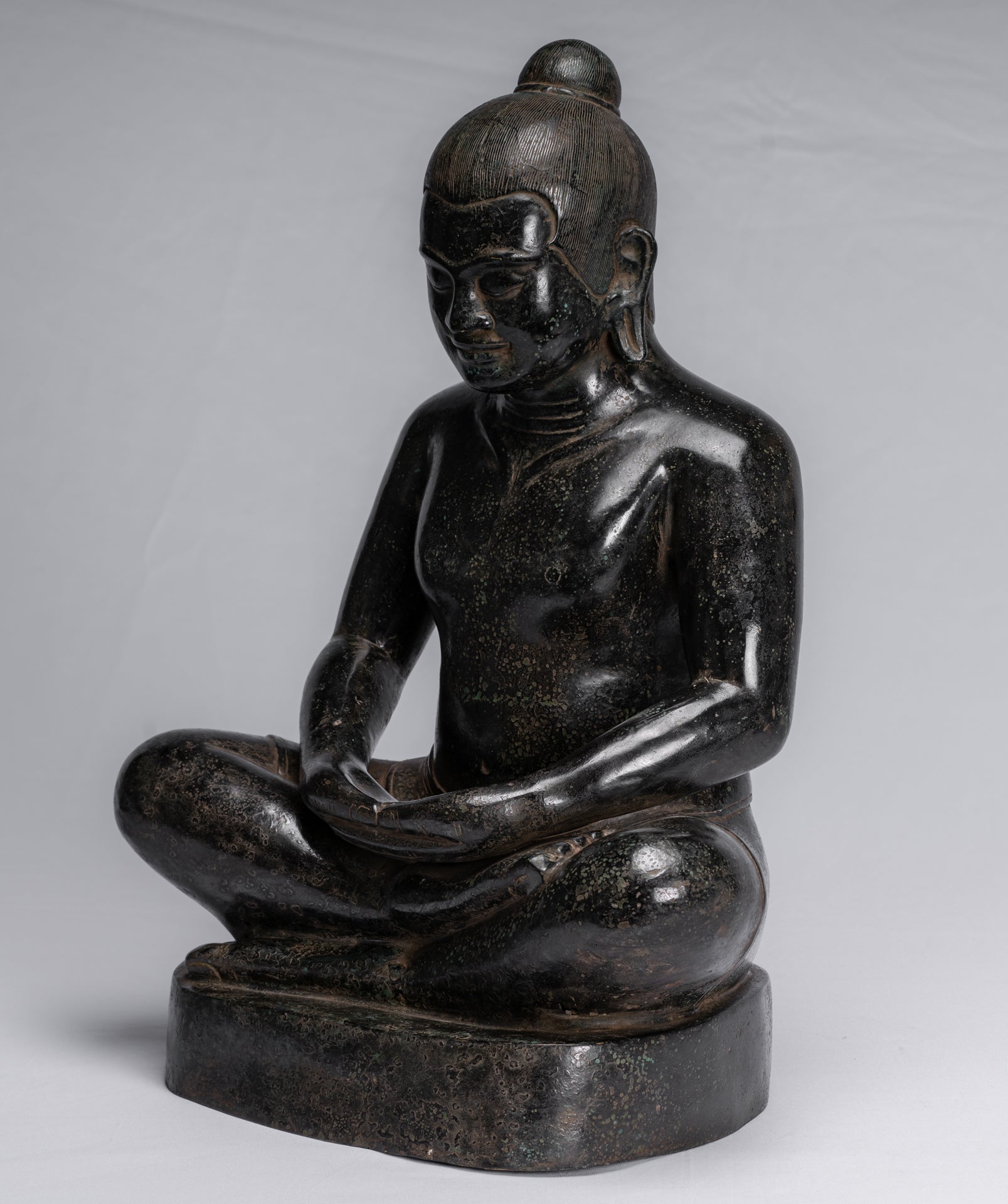 Meditazione di bronzo seduta in stile khmer antico jayavarman vii statua - 42cm/17 "
