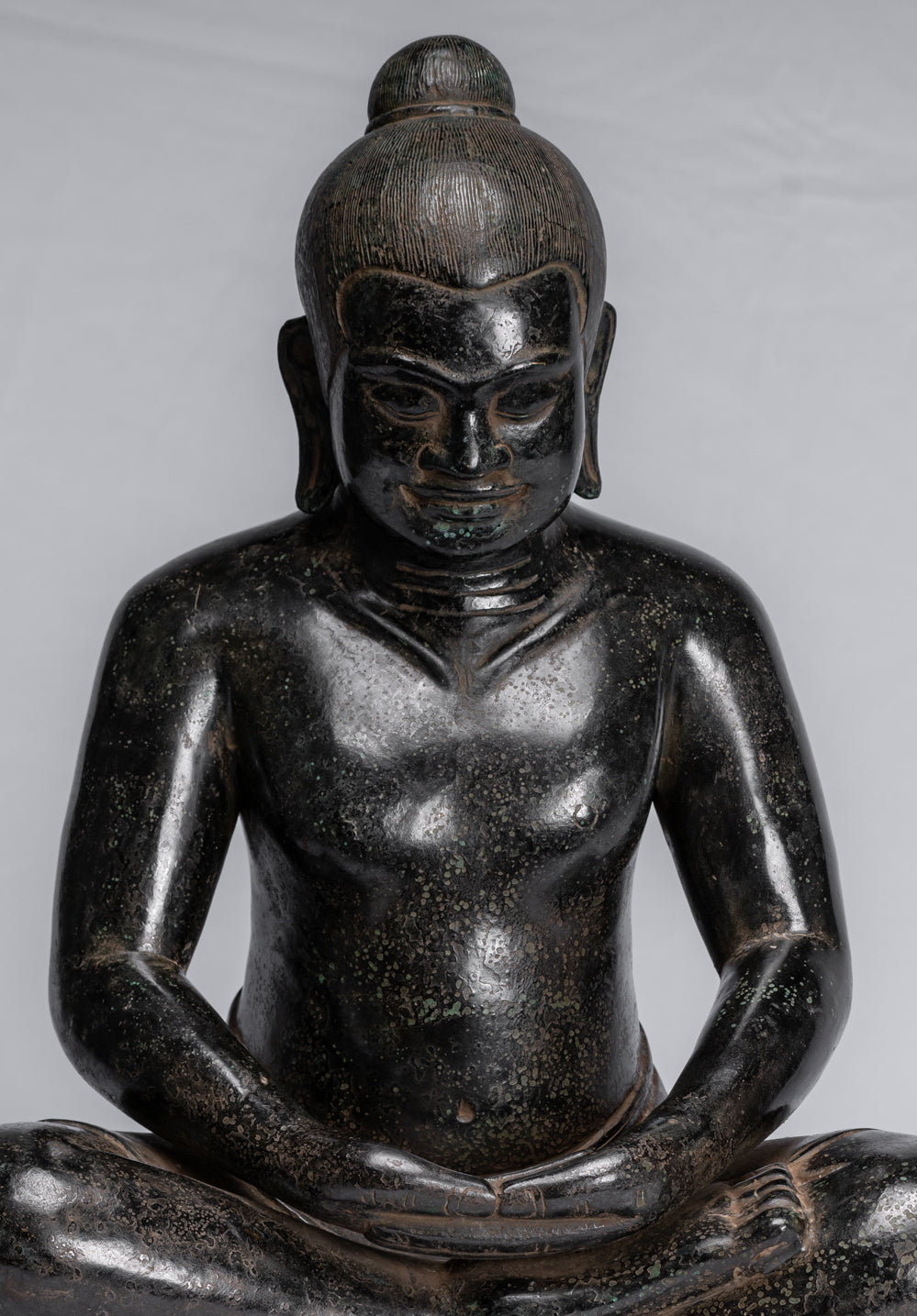 Meditazione di bronzo seduta in stile khmer antico jayavarman vii statua - 42cm/17 "