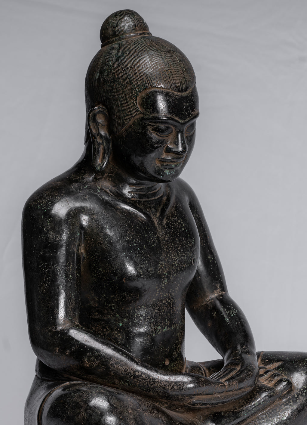 Meditazione di bronzo seduta in stile khmer antico jayavarman vii statua - 42cm/17 "