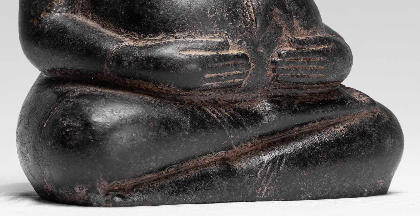 Statue di Buddha - Antique Khmer in stile Khmer Bronzo felice, grasso, statua di Buddha Budai - 18 cm/7 "