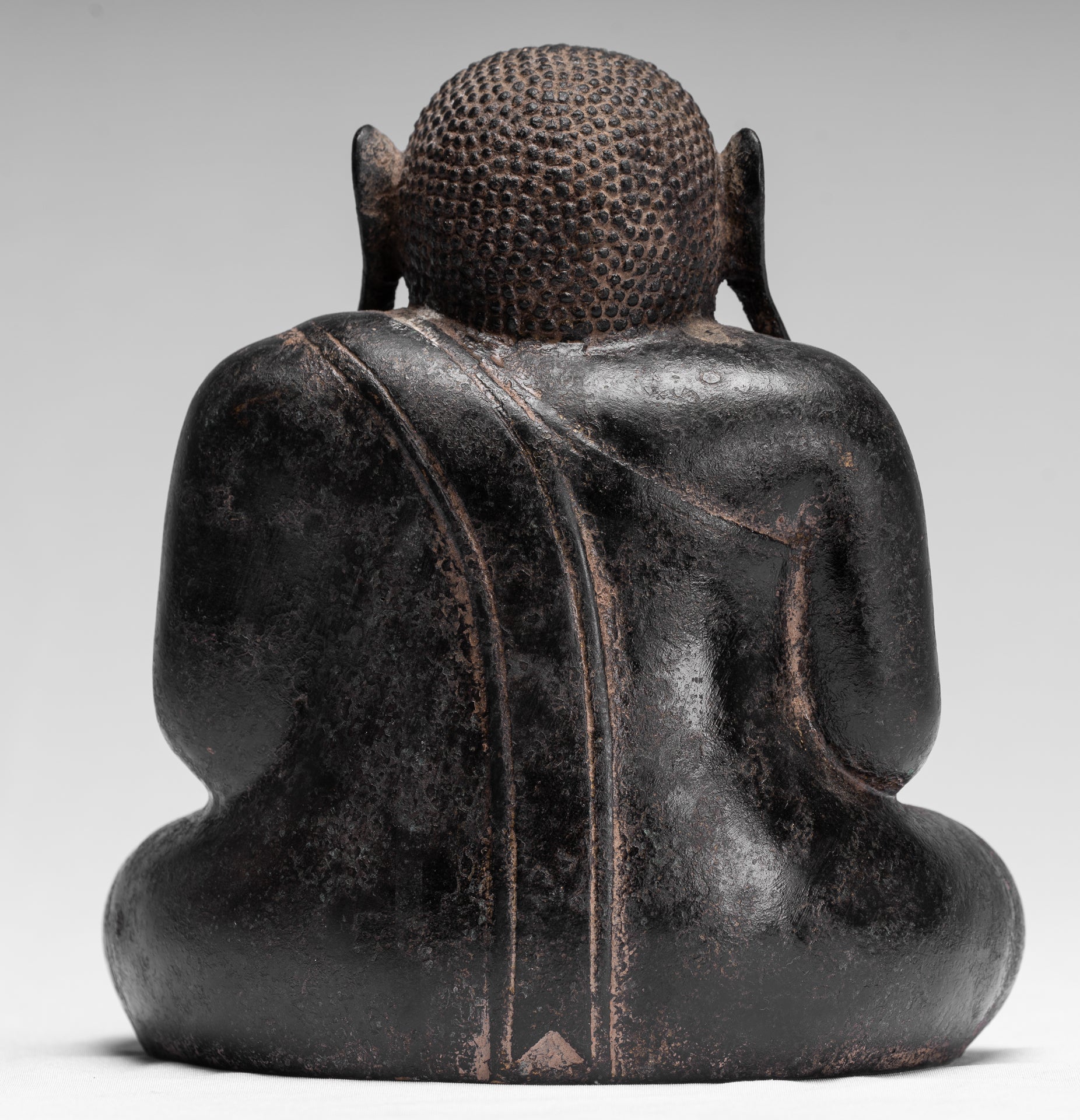 Statue di Buddha - Antique Khmer in stile Khmer Bronzo felice, grasso, statua di Buddha Budai - 18 cm/7 "