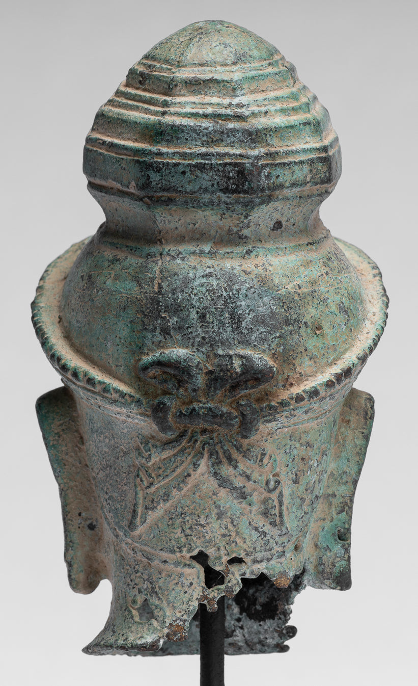 Statue Vishnu - Antique preah -ko in stile bronzo Vishnu Head - Protector & Preserver - 21cm/8 "