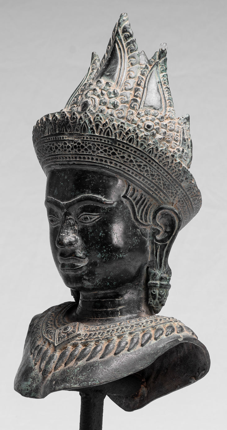 Statue Apsara - Bronzo antico Khmer Bronzo Angkor Wat Apsara BURSE O ENGAN STATUE - 50 cm/20 "