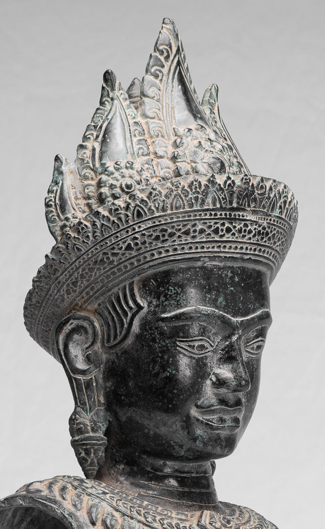 Statue Apsara - Bronzo antico Khmer Bronzo Angkor Wat Apsara BURSE O ENGAN STATUE - 50 cm/20 "