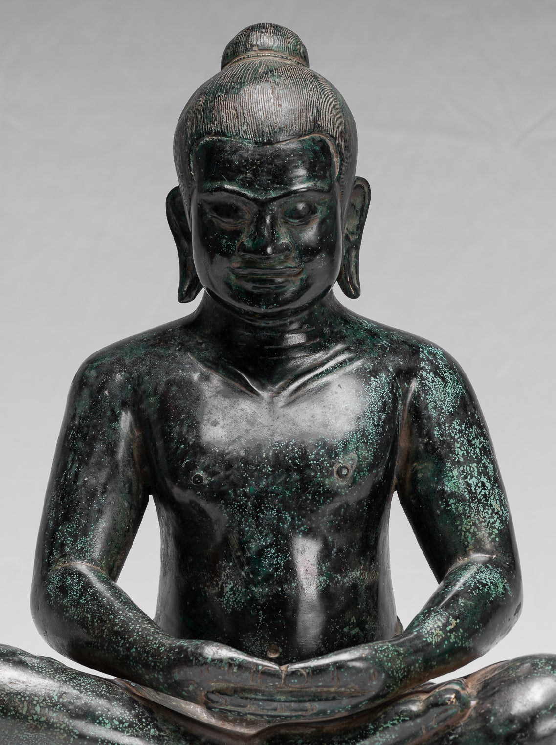 Meditazione di bronzo seduta in stile khmer antico jayavarman vii statua - 38 cm/15 "