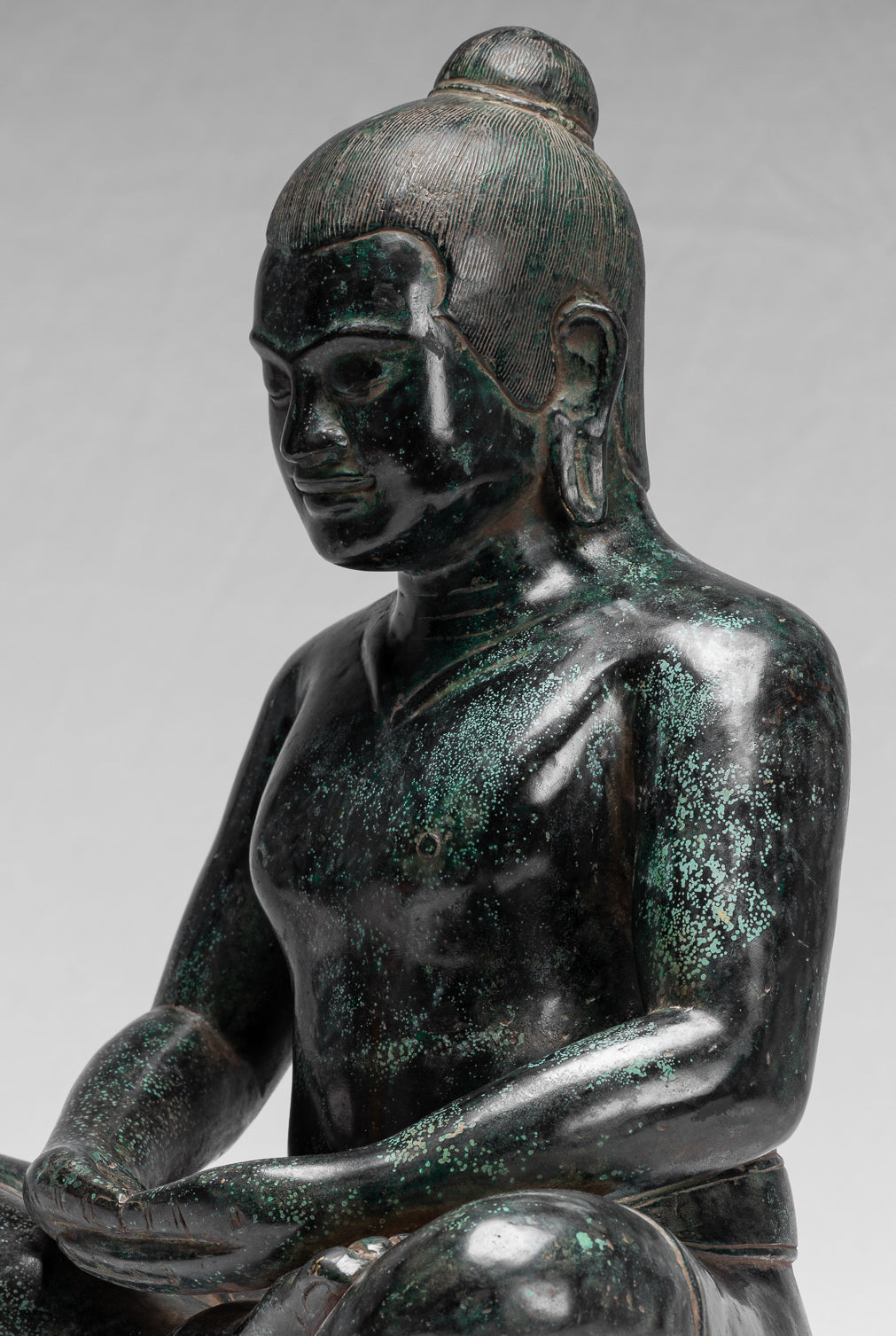 Meditazione di bronzo seduta in stile khmer antico jayavarman vii statua - 38 cm/15 "