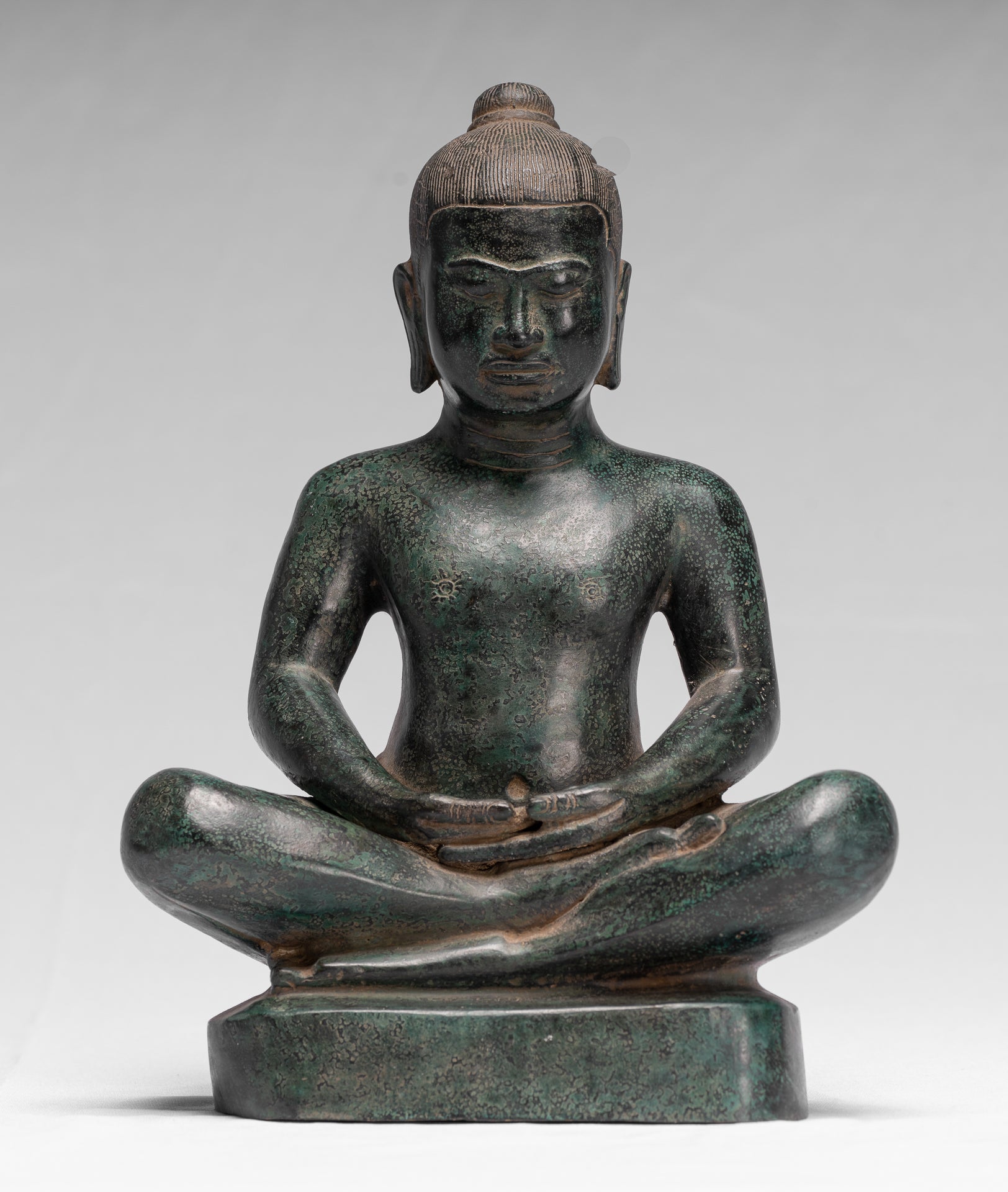 Meditazione di bronzo seduta in stile khmer antico jayavarman vii statua - 26 cm/10 "