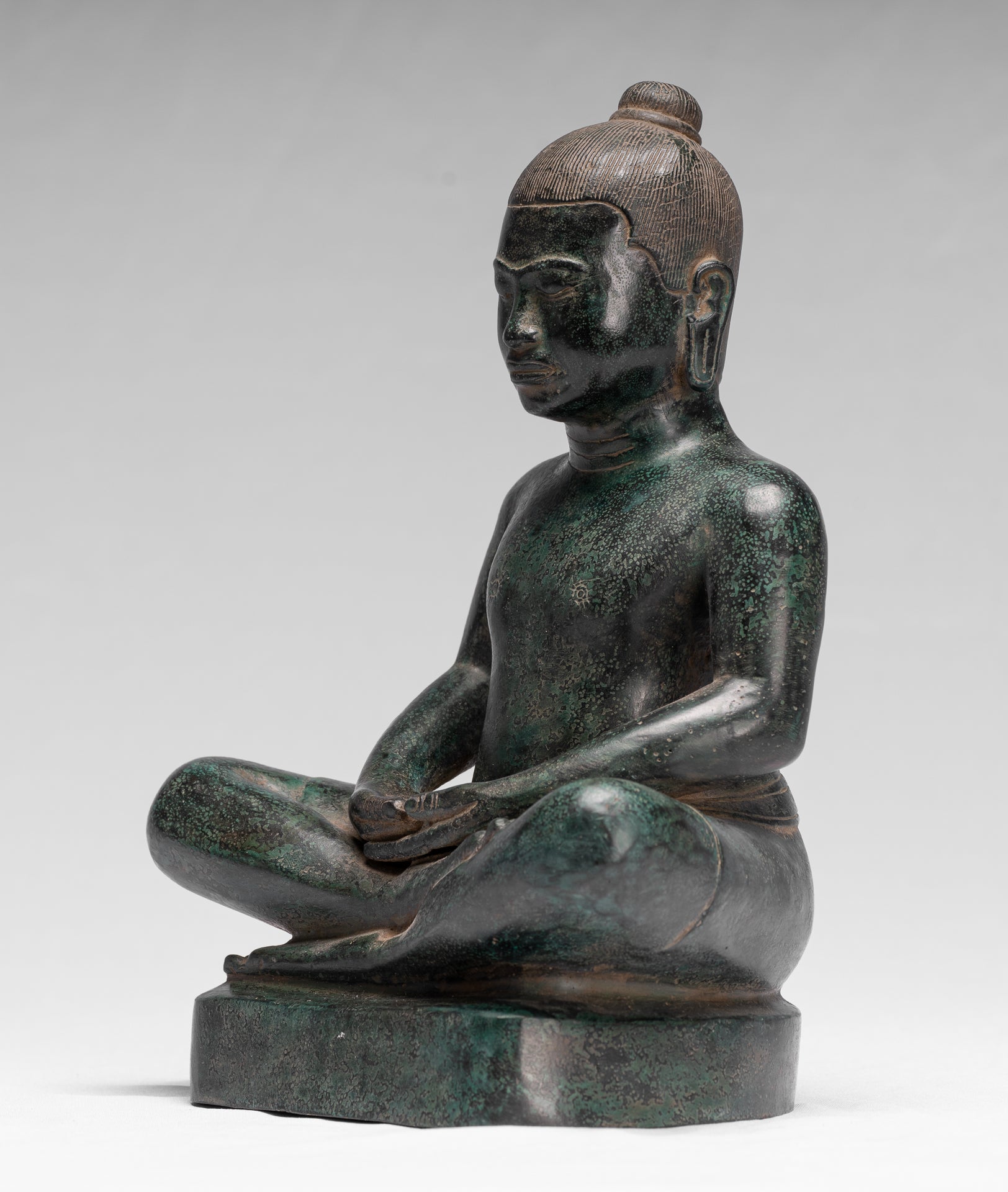 Meditazione di bronzo seduta in stile khmer antico jayavarman vii statua - 26 cm/10 "