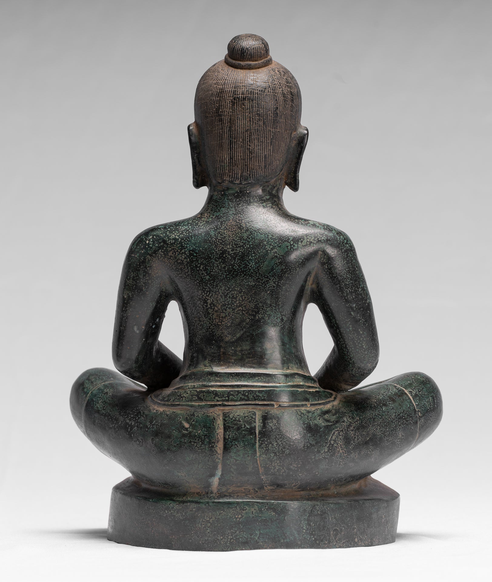 Meditazione di bronzo seduta in stile khmer antico jayavarman vii statua - 26 cm/10 "