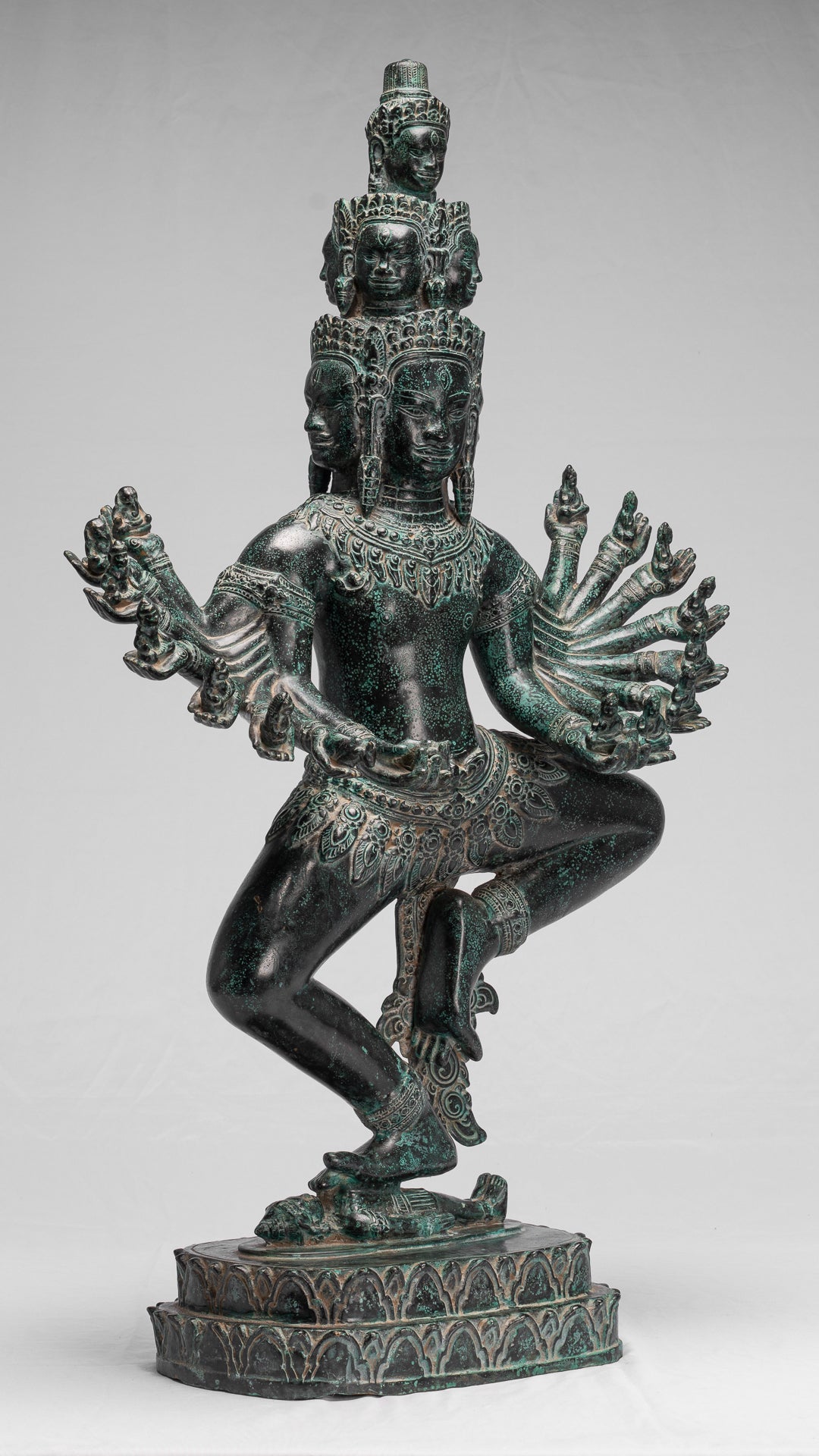 Antique Khmer Style in piedi Bronzo Angkor Wat Hevajra Statue - 86 cm/34 "di altezza