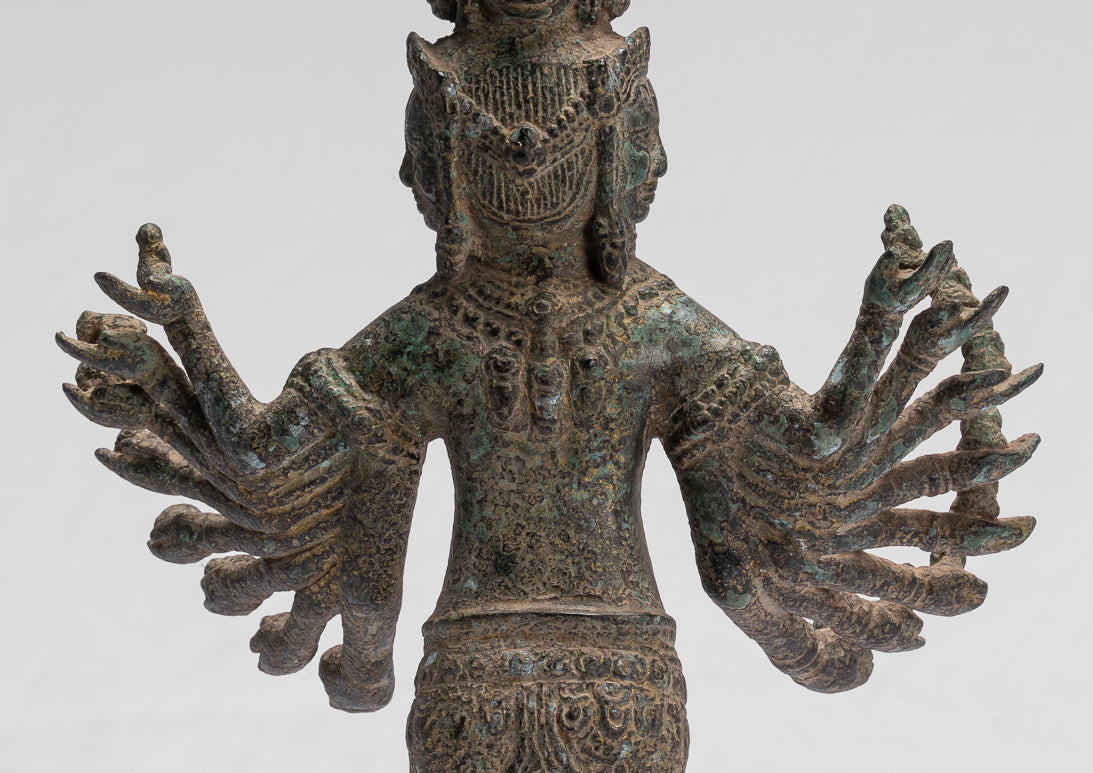 Antique Khmer Style in piedi Bronze Bayon Hevajra Statue - 41 cm/16 "di altezza
