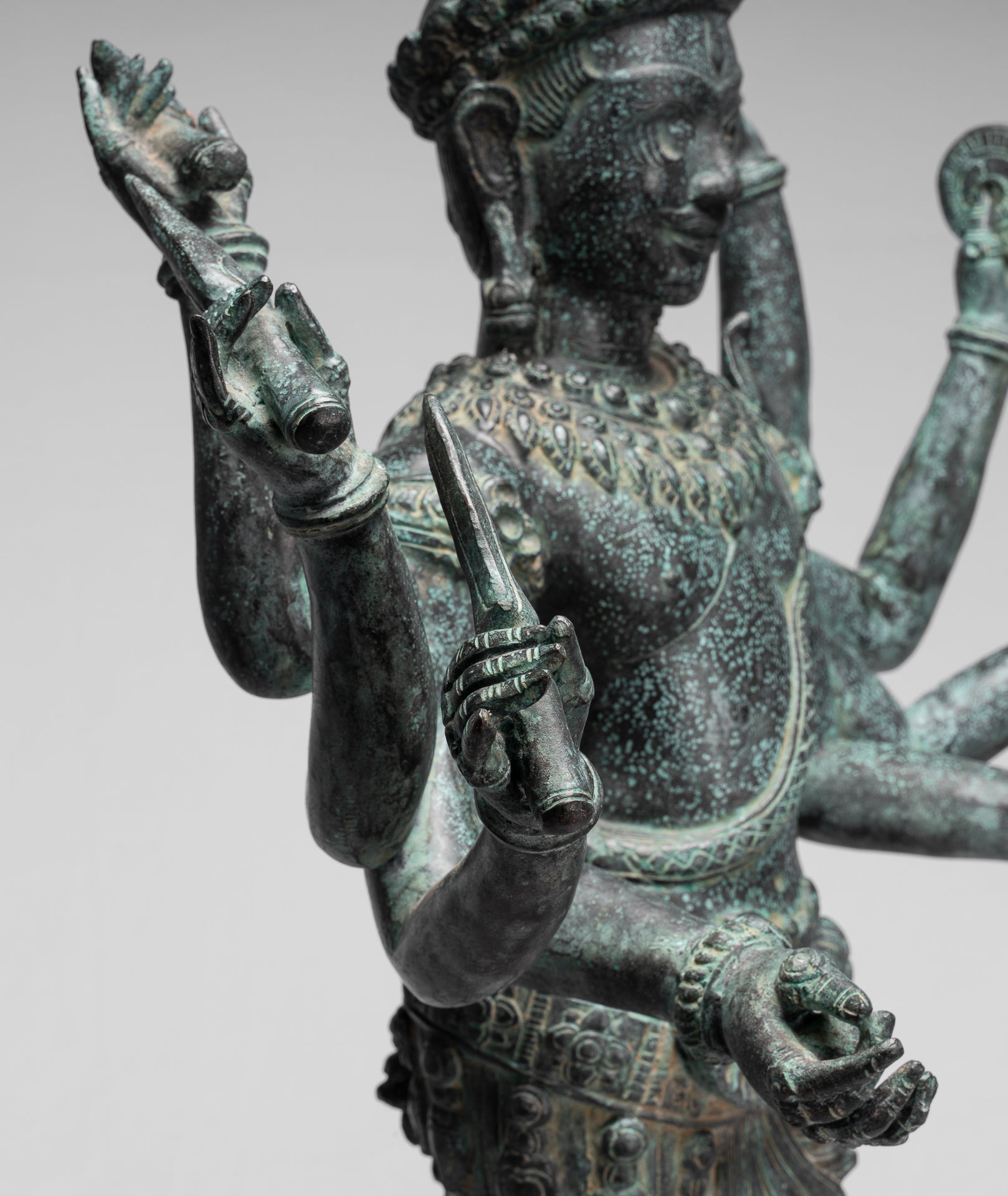 Statue Trimurti - Antique Khmer Style Trimurti Shiva Brahma Vishnu Statua - 95 cm/38 "