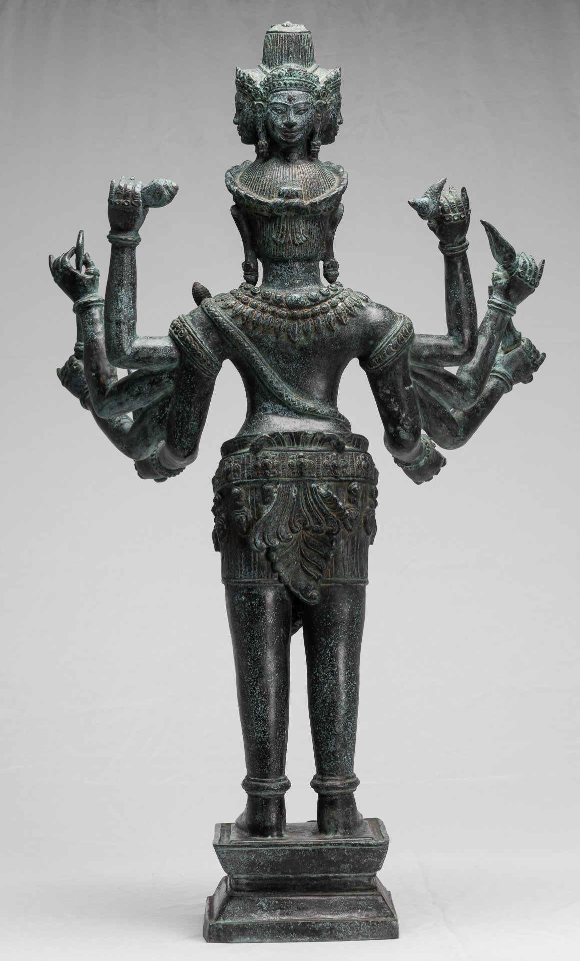 Statue Trimurti - Antique Khmer Style Trimurti Shiva Brahma Vishnu Statua - 95 cm/38 "