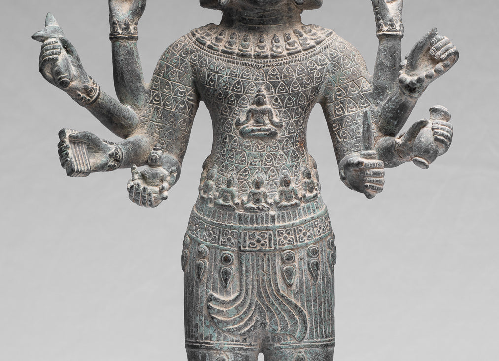 Antique Khmer Style Bronze Bayon State in Standing Lokeshvara - 53cm/21 "