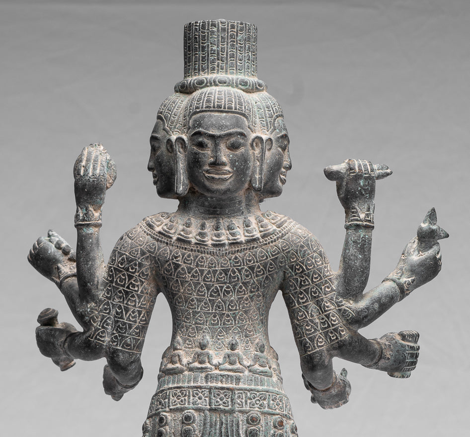 Antique Khmer Style Bronze Bayon State in Standing Lokeshvara - 53cm/21 "