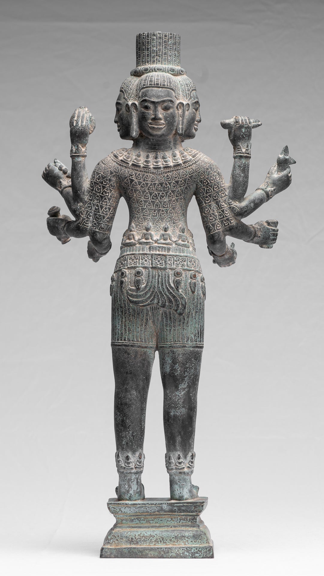 Antique Khmer Style Bronze Bayon State in Standing Lokeshvara - 53cm/21 "