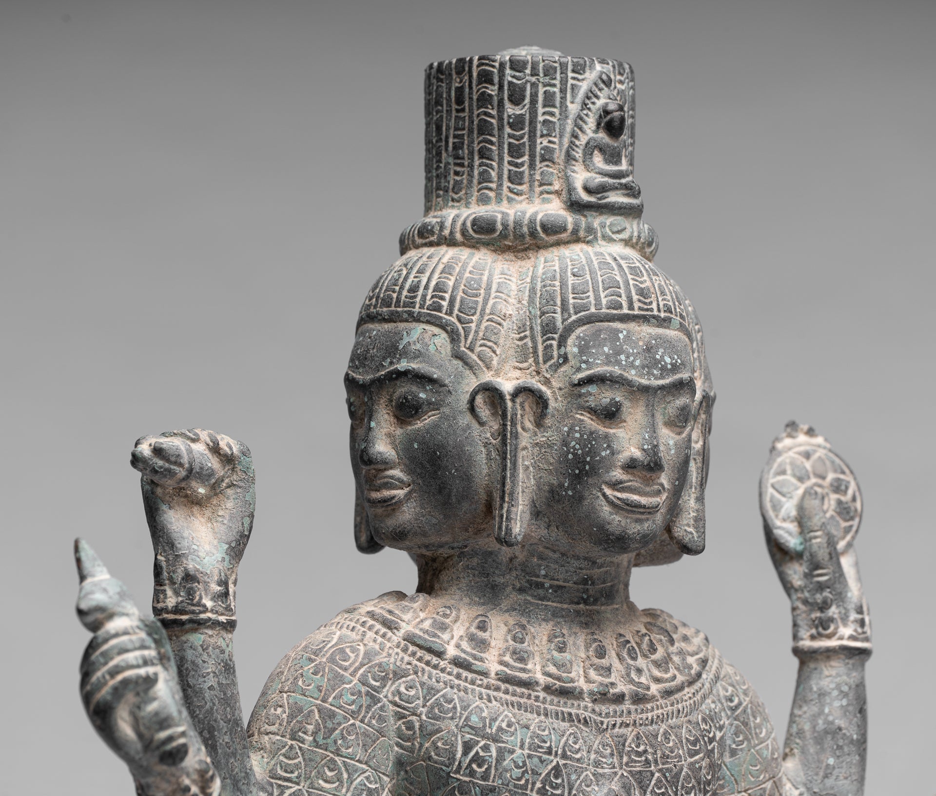 Antique Khmer Style Bronze Bayon State in Standing Lokeshvara - 53cm/21 "