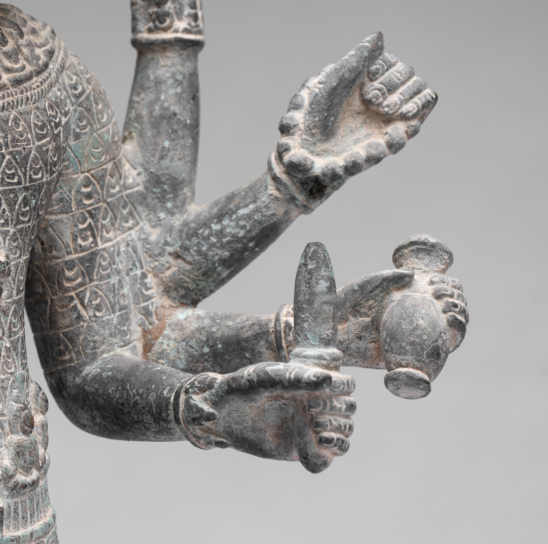 Antique Khmer Style Bronze Bayon State in Standing Lokeshvara - 53cm/21 "