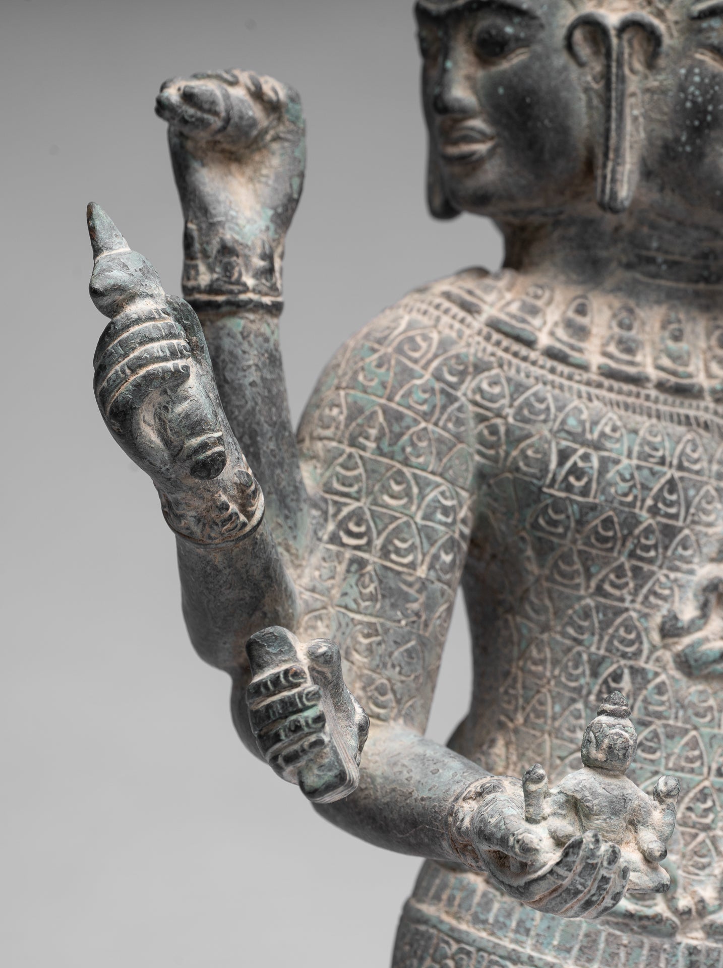 Antique Khmer Style Bronze Bayon State in Standing Lokeshvara - 53cm/21 "